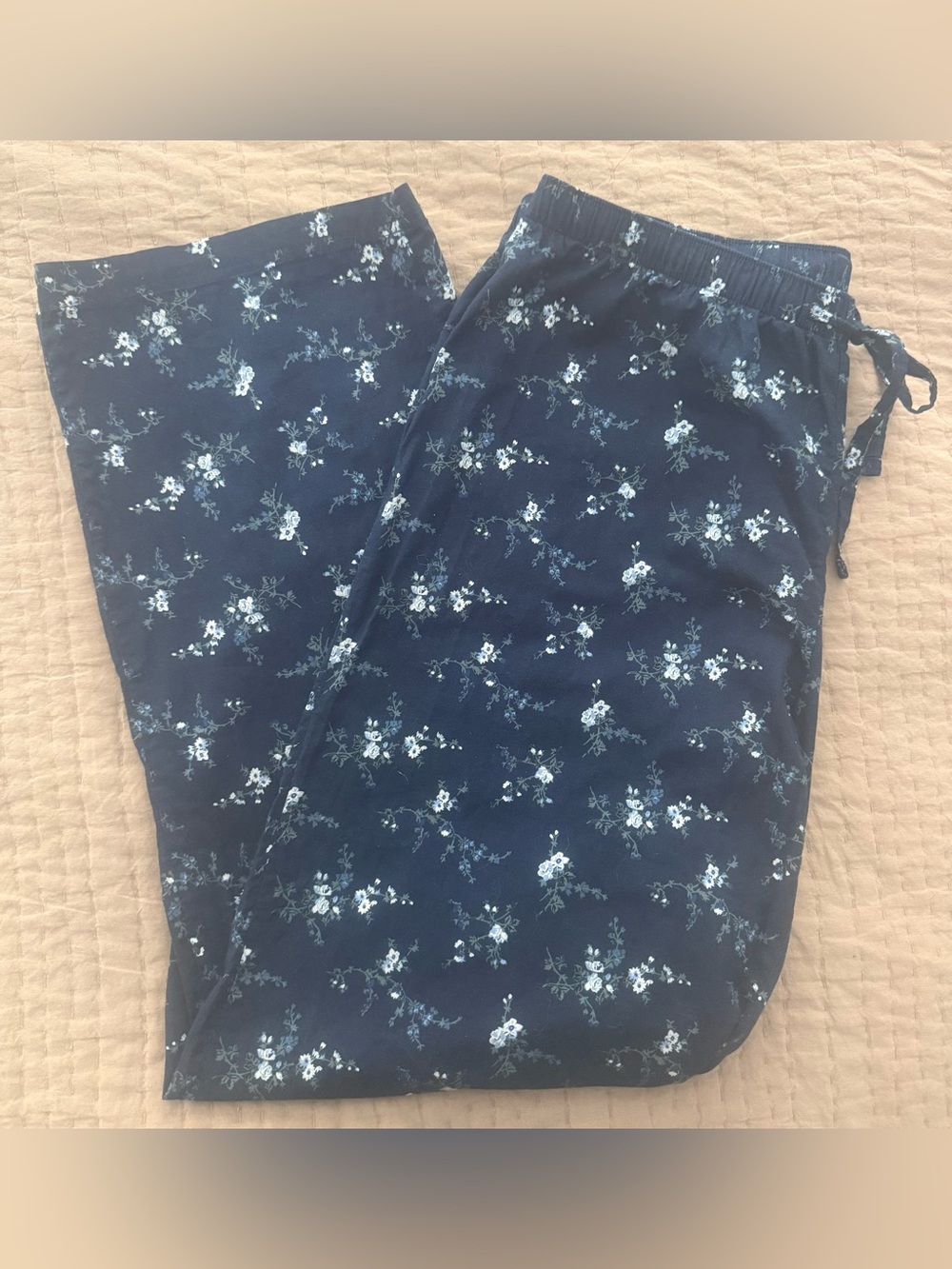 GapBody Navy Floral Drawstring Lounge Pants 100% Cotton